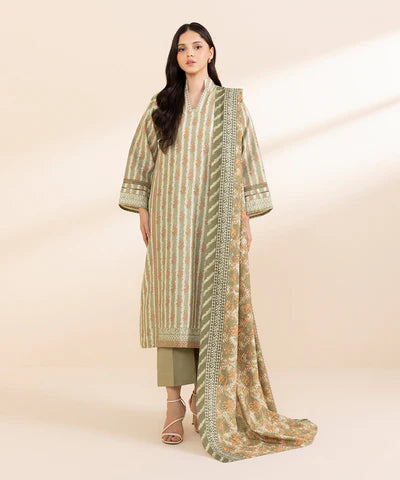 3 Piece - Printed Light Khaddar Suit