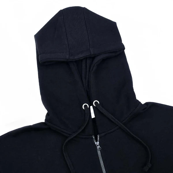 Oversized Down Shoulder Black Zipper Hoodie For Men