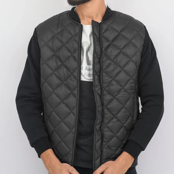 Distinct Sleeves Puffer Bomber Jacket