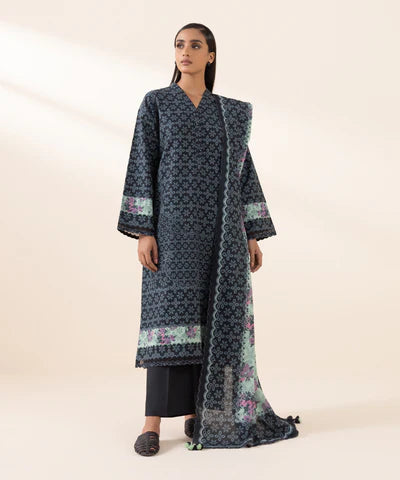 3 Piece - Printed Light Khaddar Suit