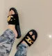 Stylish home slipper for girls , golden chain slides ,summer collection