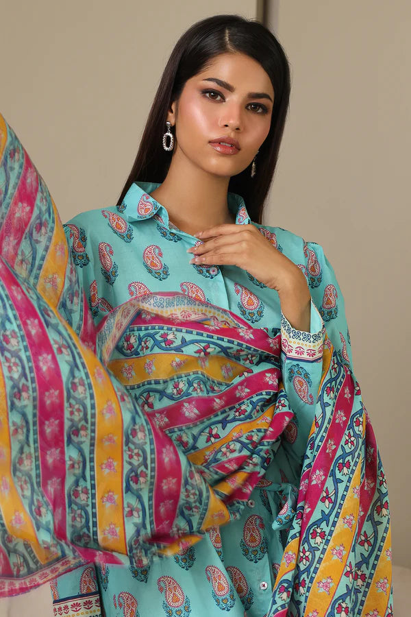 2 Piece Printed Cambric Shirt Dupatta