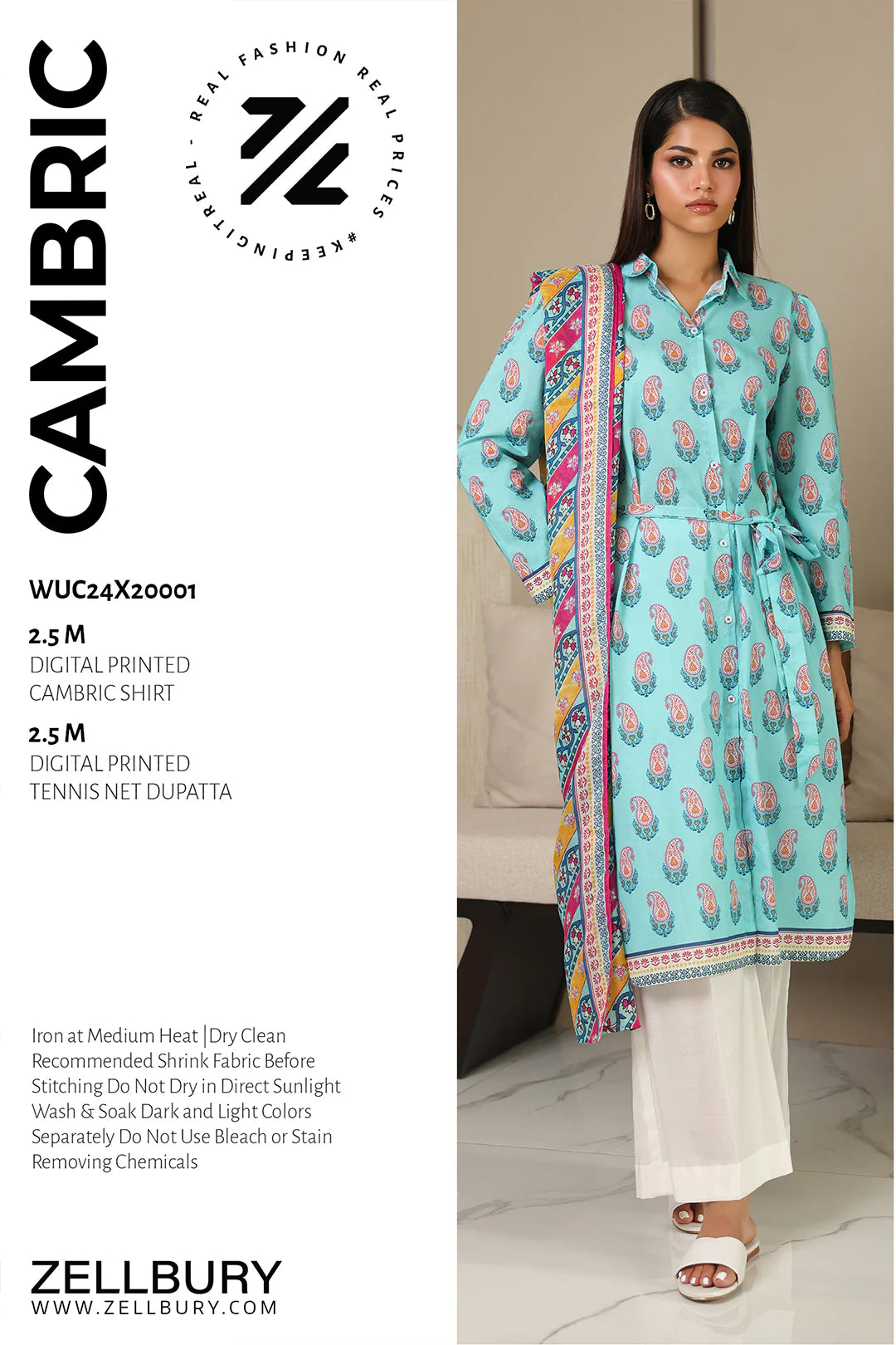 2 Piece Printed Cambric Shirt Dupatta